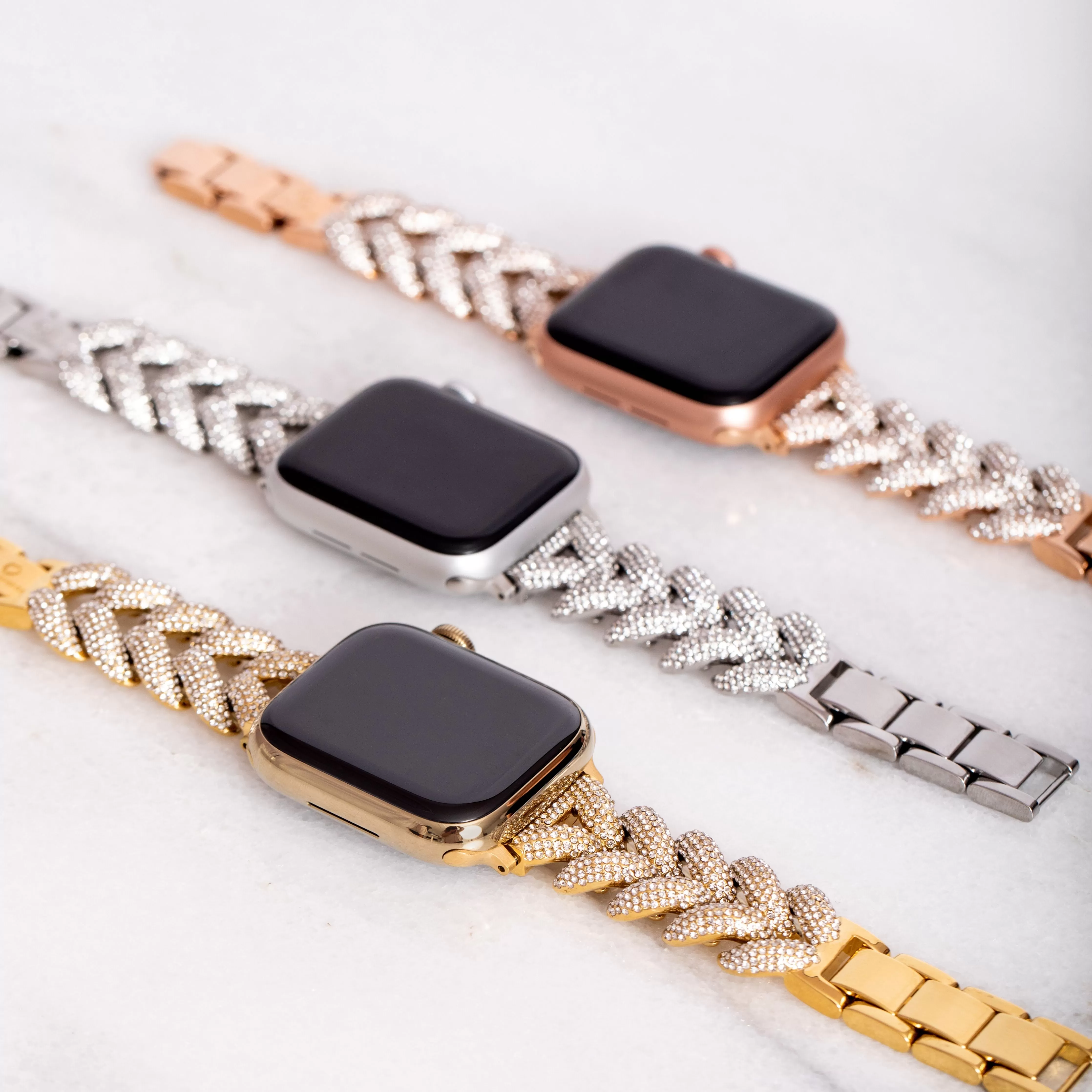 Goldenerre Crystal Pavé Herringbone Band for the Apple Watch