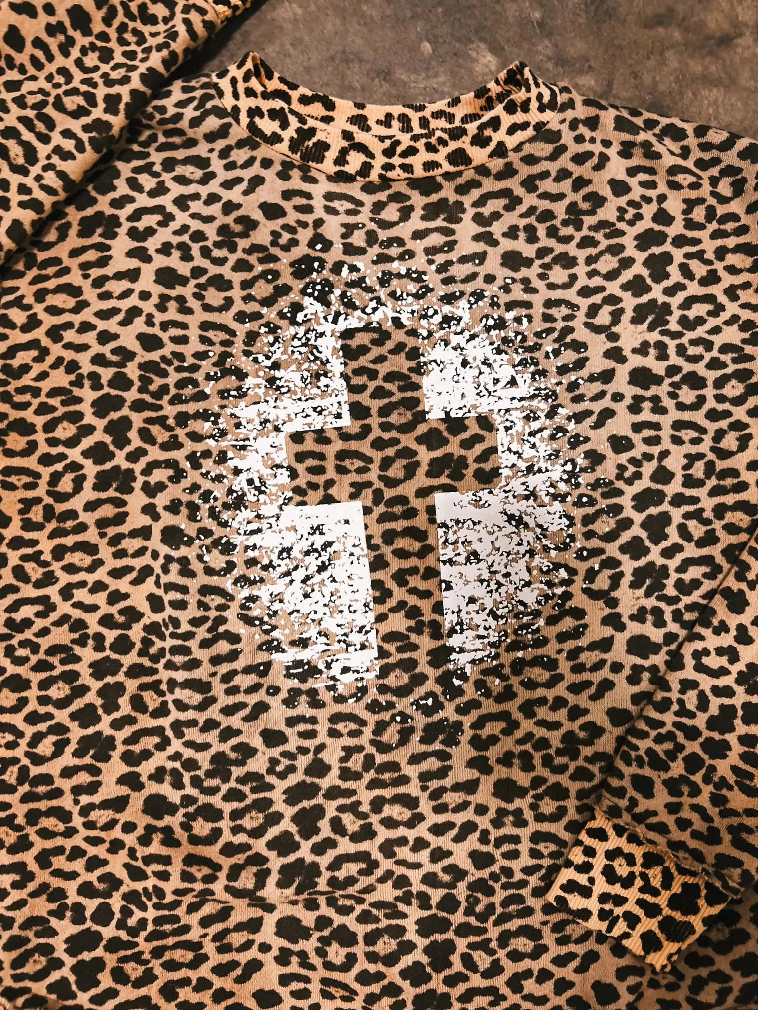 Grunge Cross Leopard Pullover