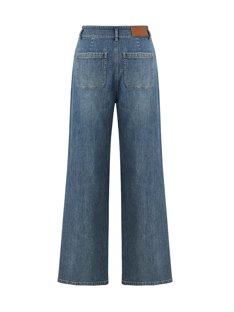 High-Waisted Loose Straight Full Length Women Jeans