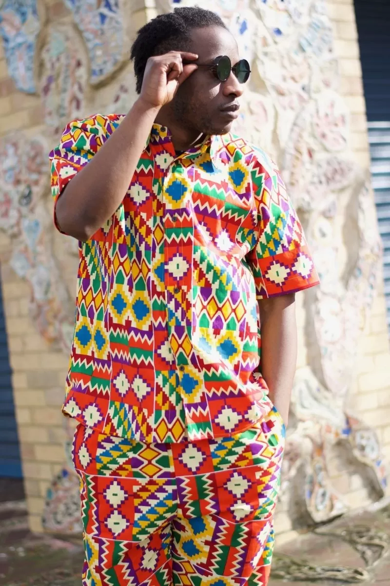 Kente Shirt in Orange Print - Festival Shirt