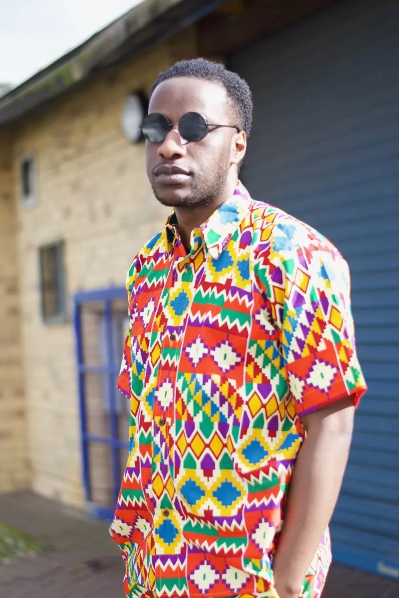 Kente Shirt in Orange Print - Festival Shirt