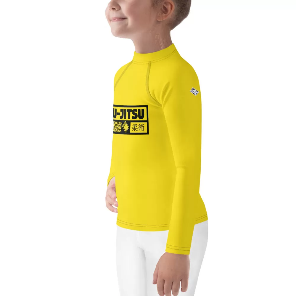 Kid's Girls Long Sleeve BJJ Rash Guard Jiu-Jitsu 017 - Golden Sun