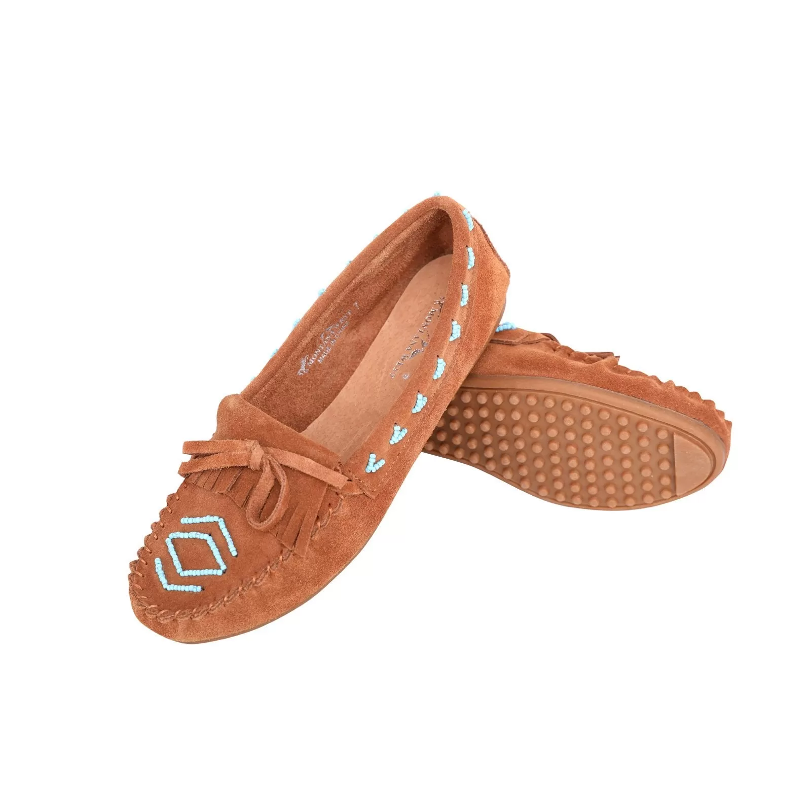 Leather Suede Moccasin Slipper Beaded Accents