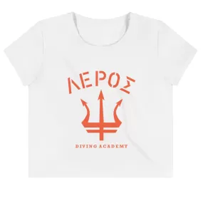 Leros Diving Academy 1991 Orange Logo Crop Tee