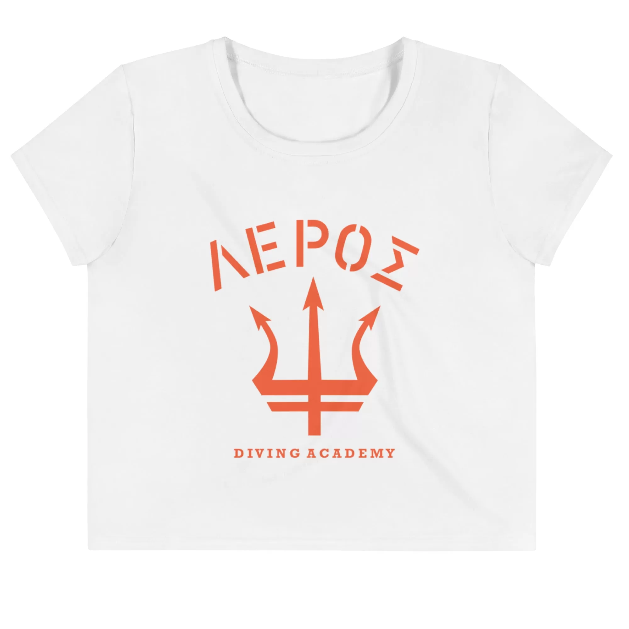 Leros Diving Academy 1991 Orange Logo Crop Tee