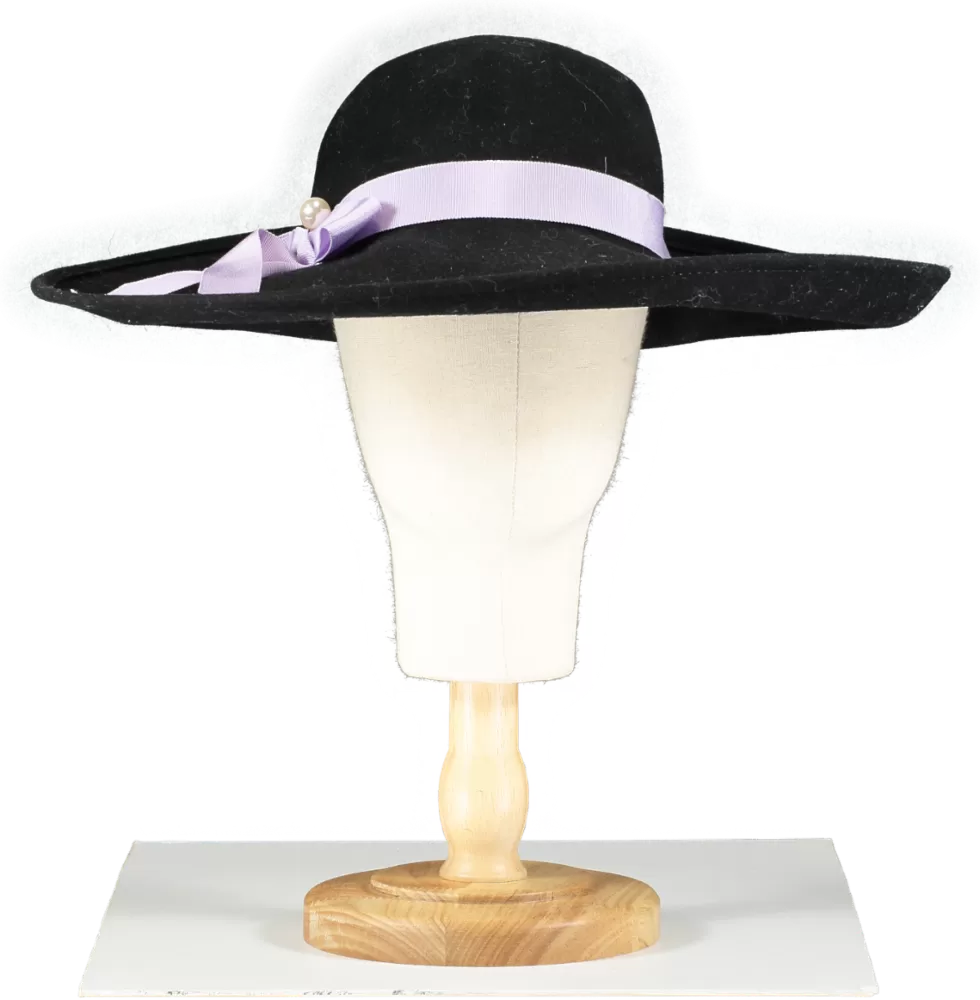 lock & co hatters Black Portobello Fedora Velour Hat With Purple Bow One Size