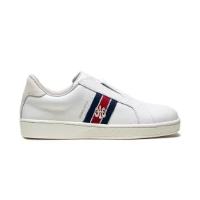 Men's Bishop White Blue Red Leather Sneakers 01733-051