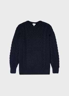 Men's Cable Knit Jumper in Navy