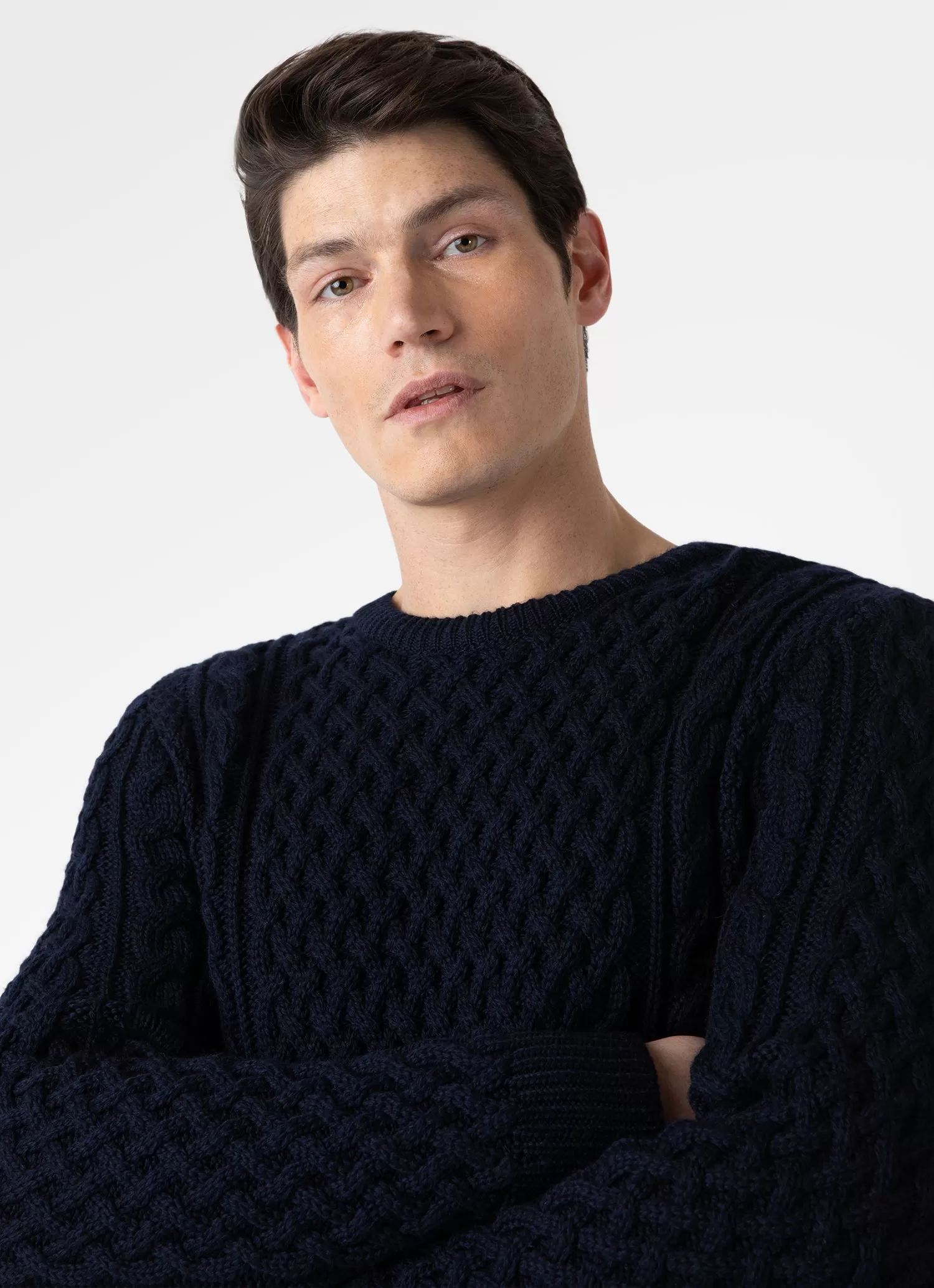 Men's Cable Knit Jumper in Navy