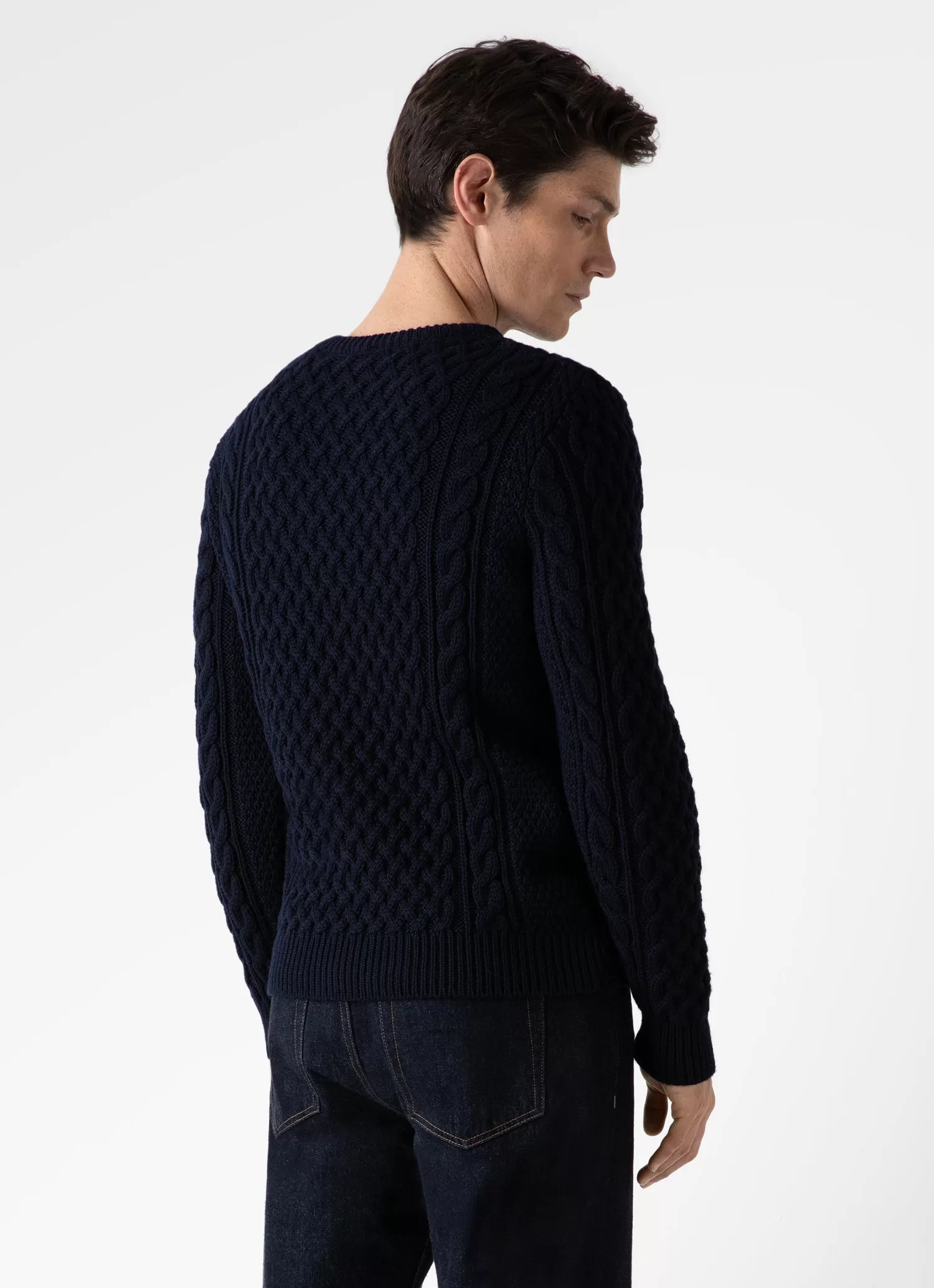 Men's Cable Knit Jumper in Navy