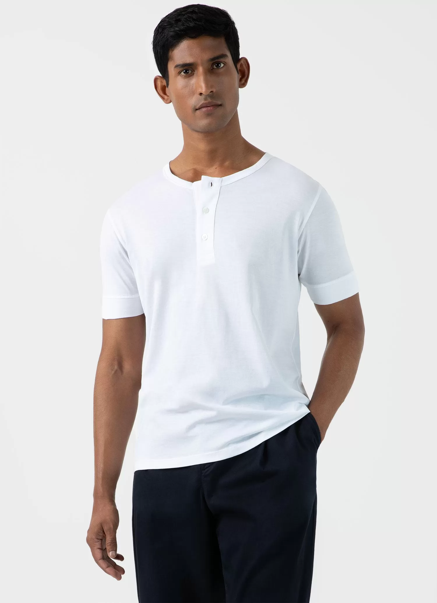 Men's Henley T-shirt in White