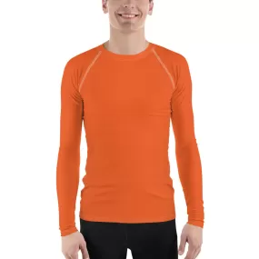 Modern Minimalism: Men's Solid Color Long Sleeve Rash Guard - Flamingo