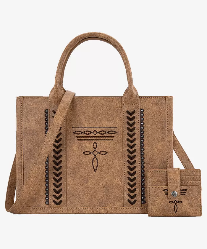 Montana West Whipstitch Tote Bag Set