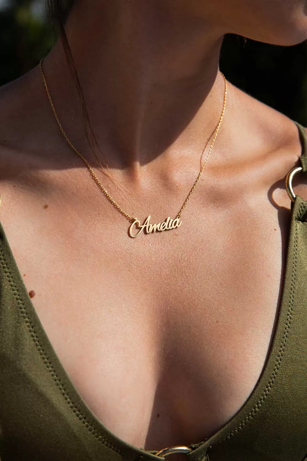 Name Necklace Script Solid Gold