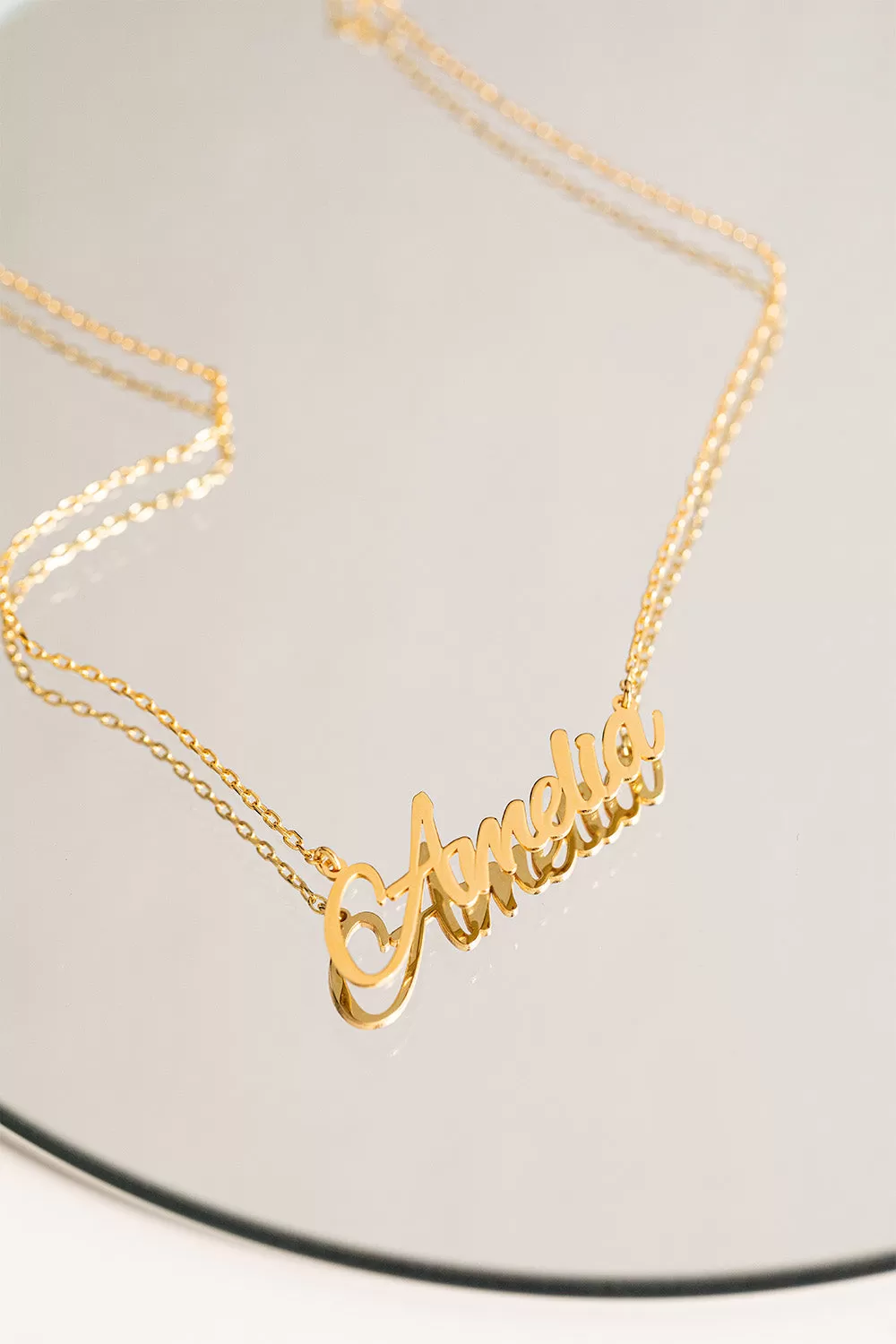 Name Necklace Script Solid Gold