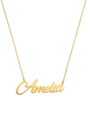 Name Necklace Script Solid Gold