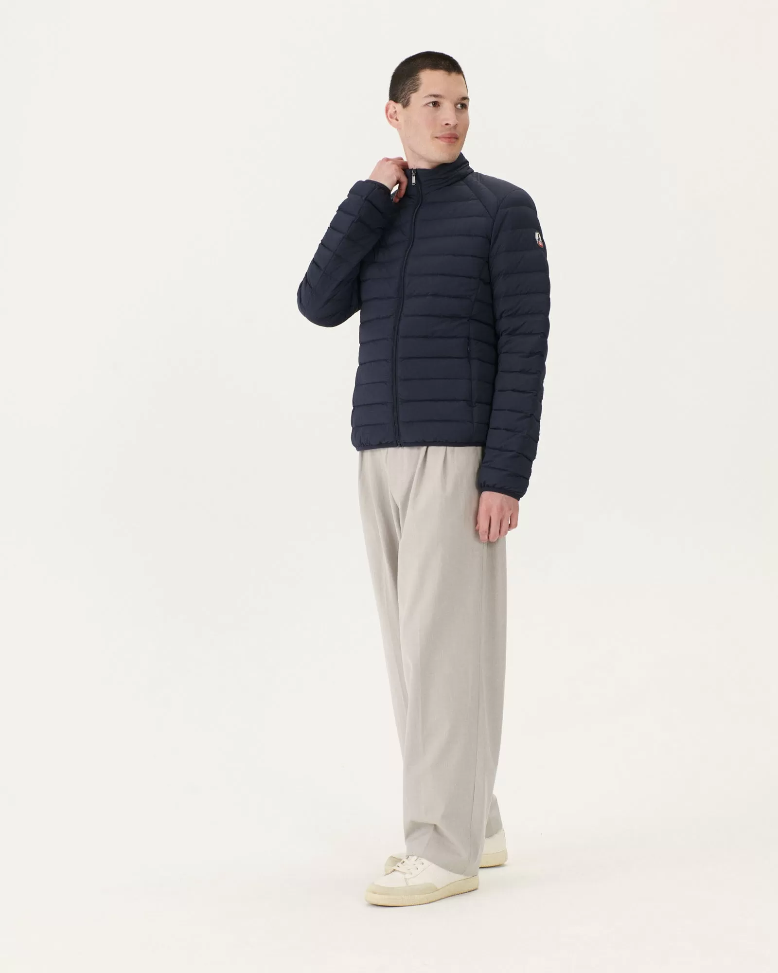 Navy Aragon lightweight stretch puffer jacket