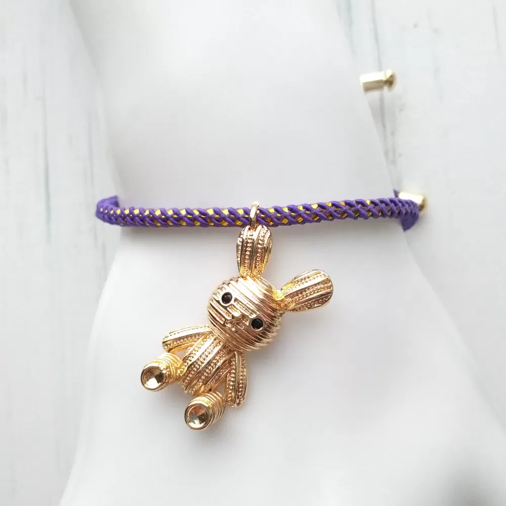 Olivia 2 'Bunnigurumi' Metallic Cord Slider Bracelet