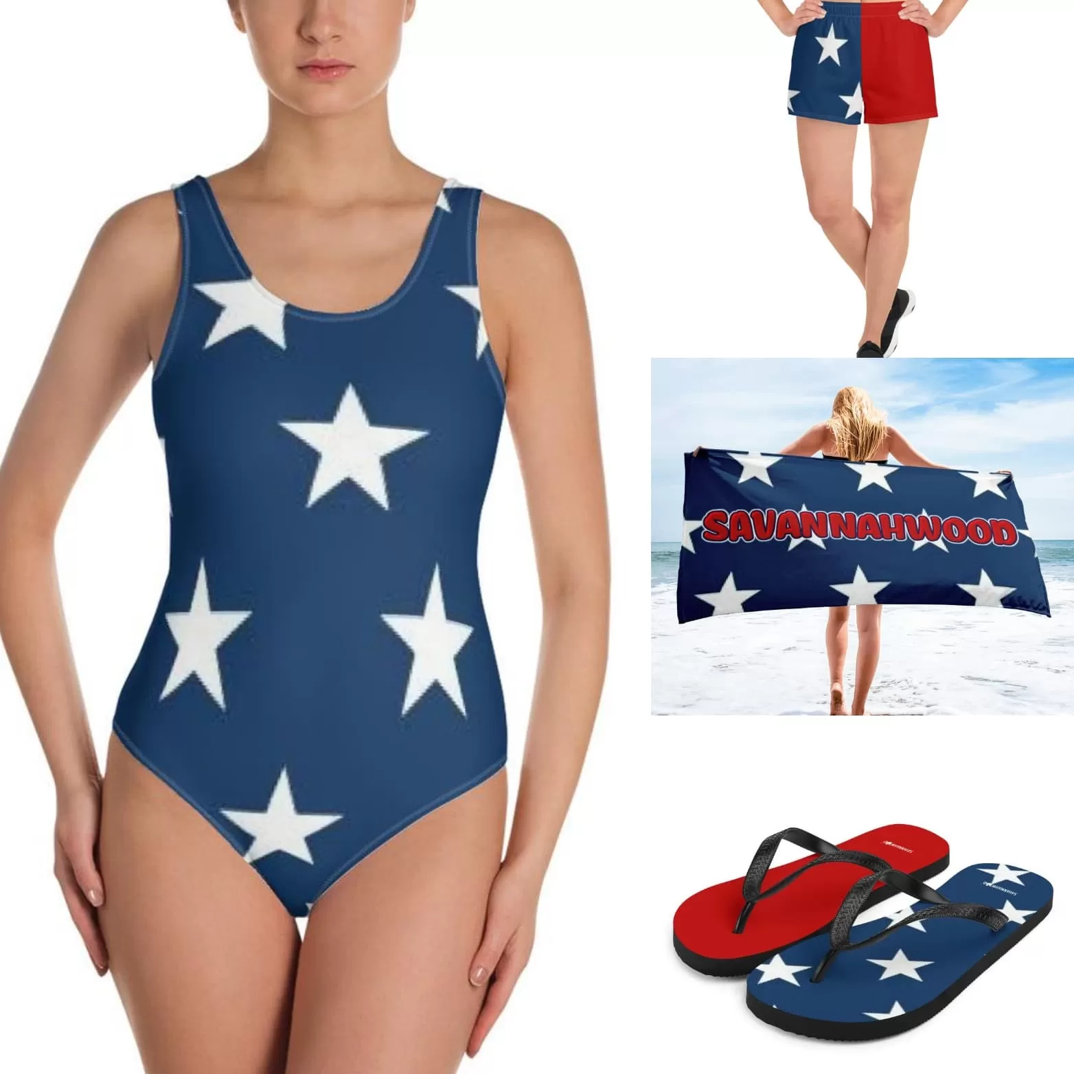 One-Piece Swimsuit Stars and Stripes