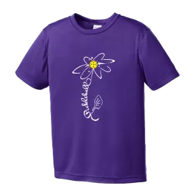 Pickleball Flower (Yellow, Cyan or Green) | Youth Short Sleeve Athletic Shirt | 100% Polyester