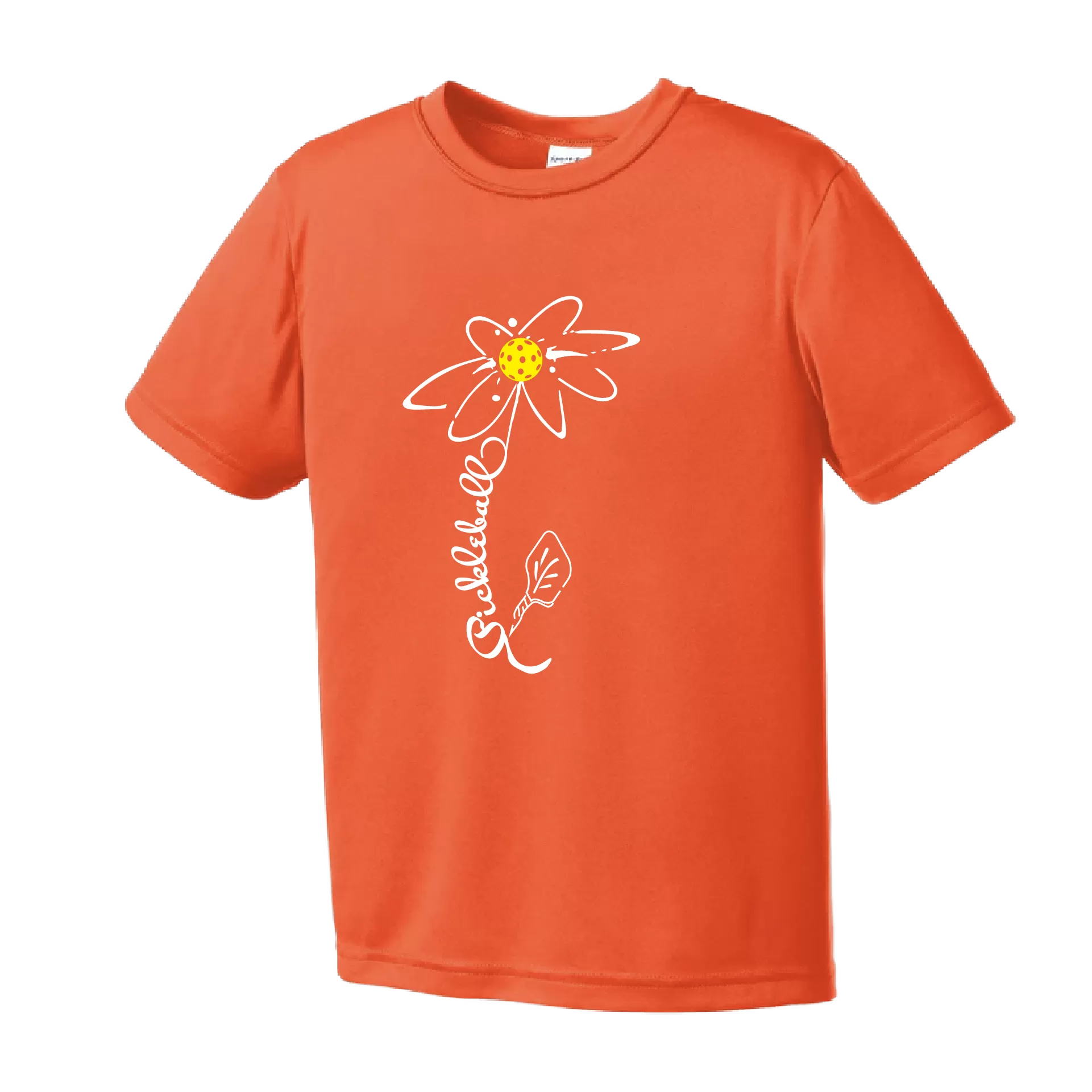 Pickleball Flower (Yellow, Cyan or Green) | Youth Short Sleeve Athletic Shirt | 100% Polyester