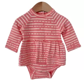 Pink Stripe Long Sleeve Skirted Bodysuit