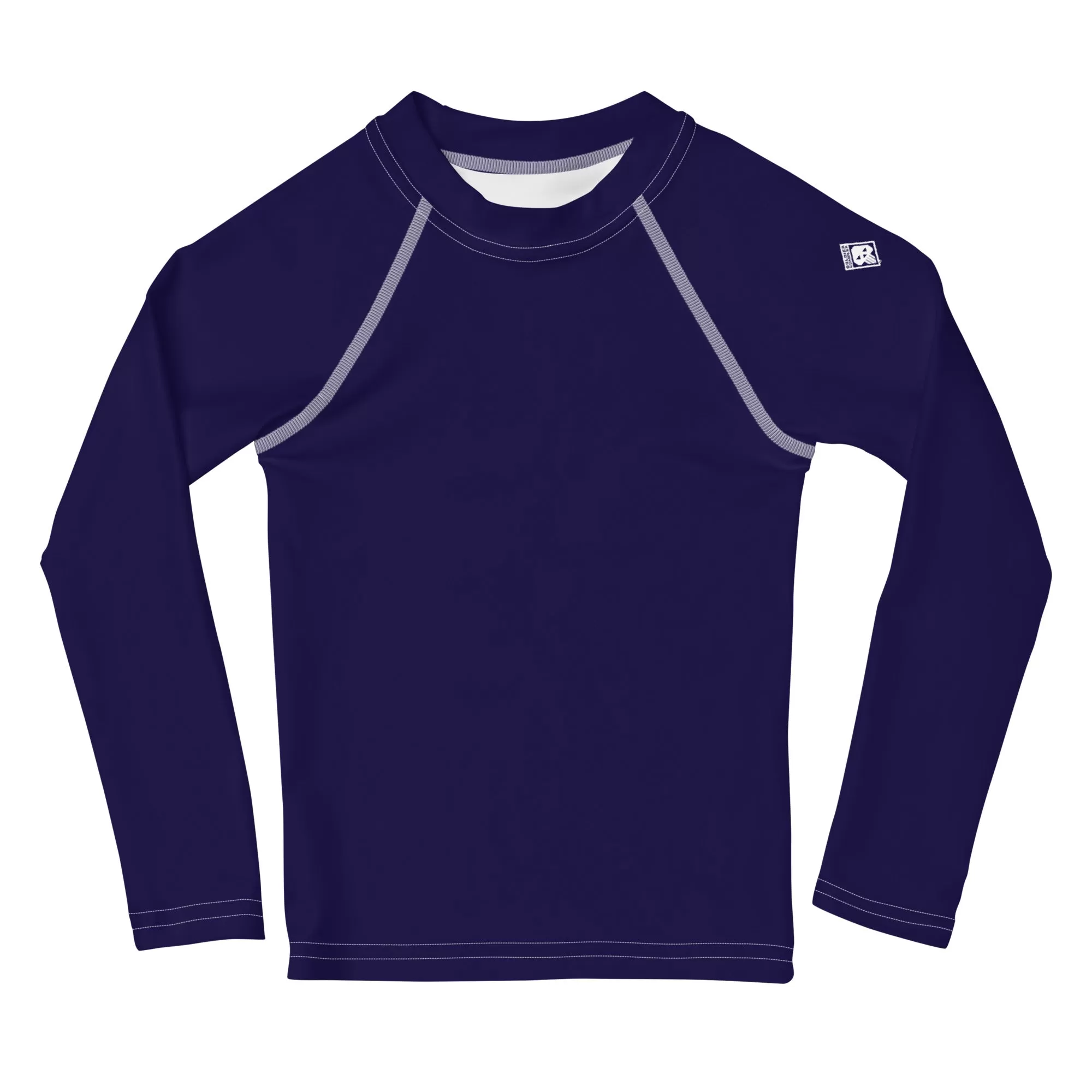 Playful Protection: Kid's Solid Color Rash Guards for Girls - Midnight Blue