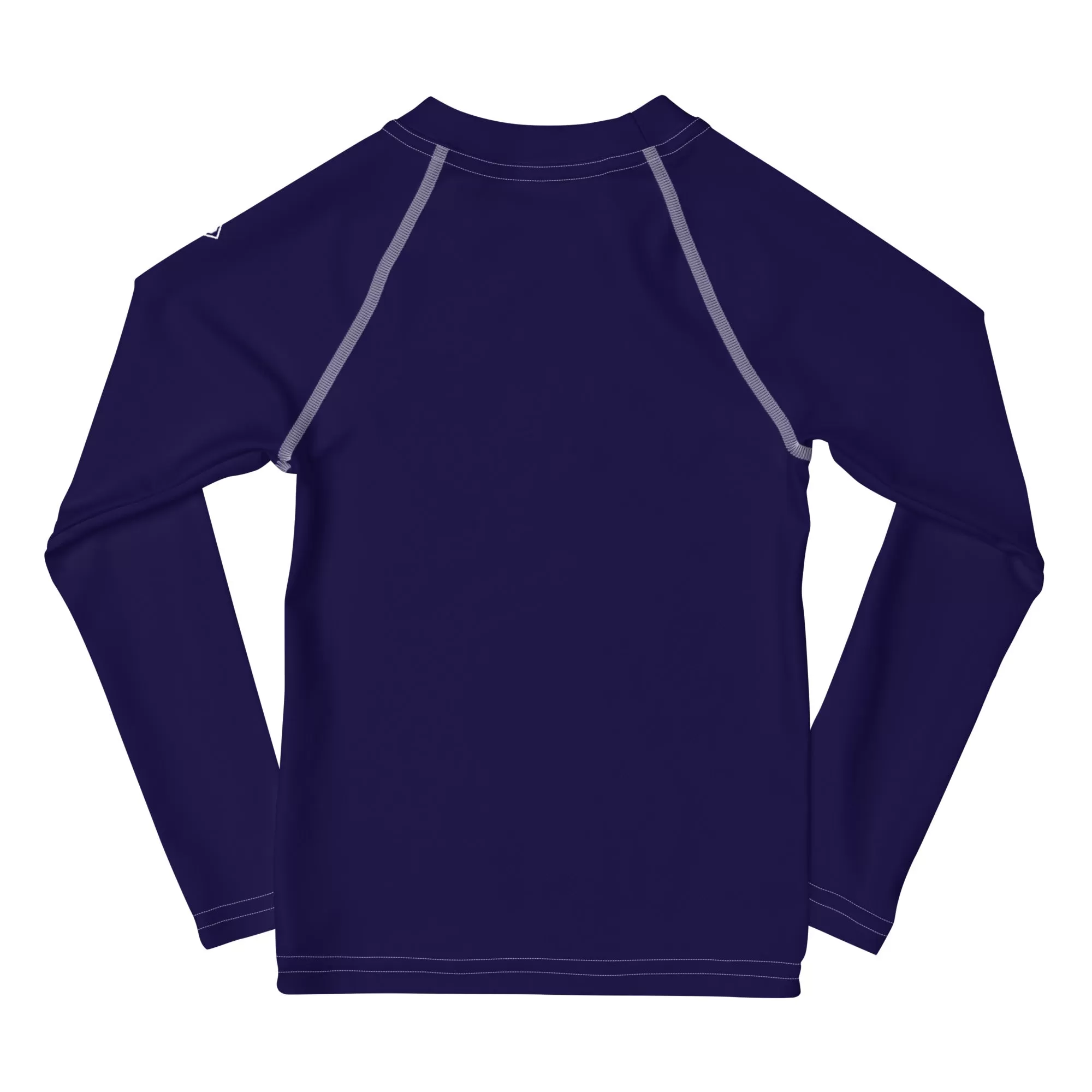 Playful Protection: Kid's Solid Color Rash Guards for Girls - Midnight Blue