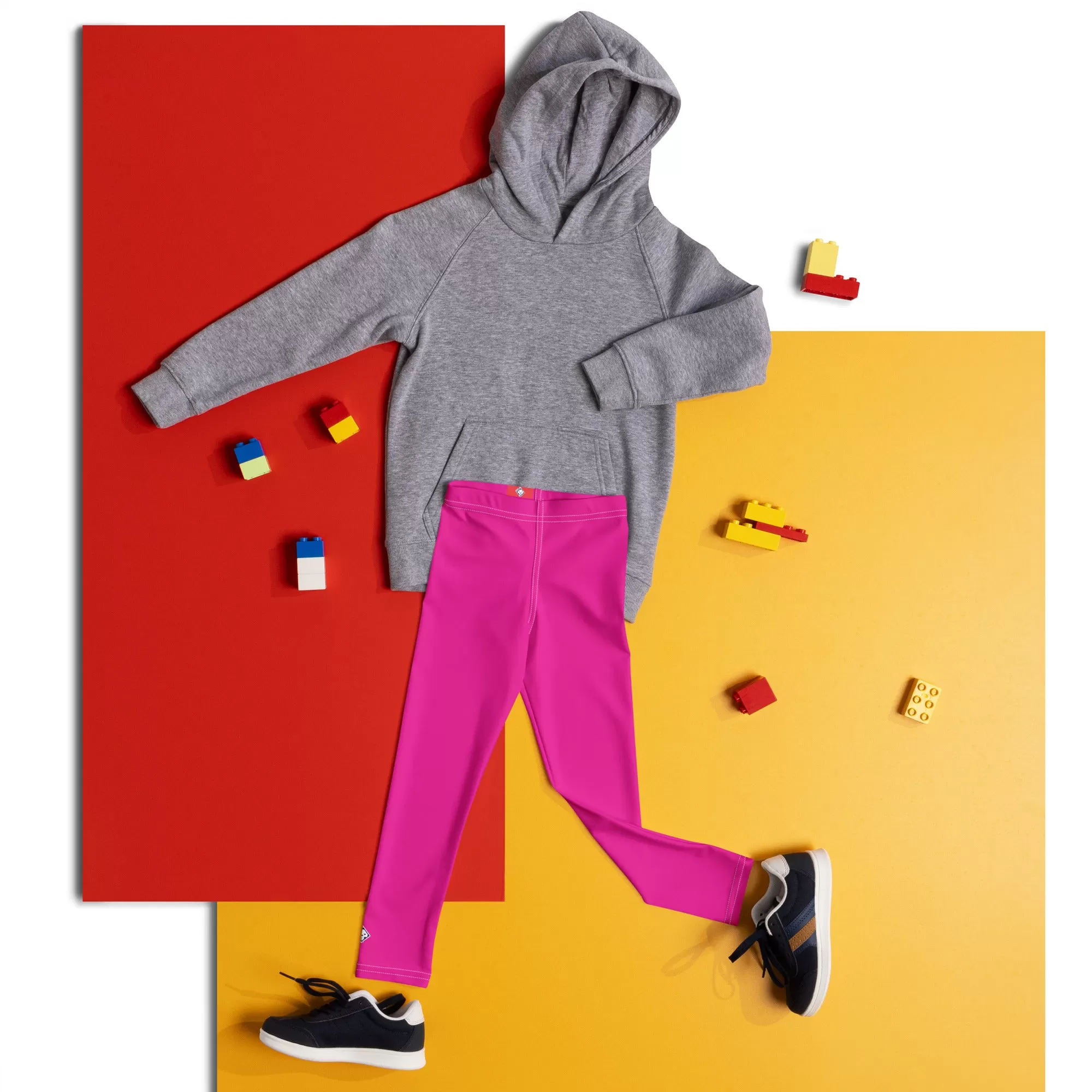 Playtime Perfection: Solid Color Workout Leggings for Girls - Hollywood Cerise