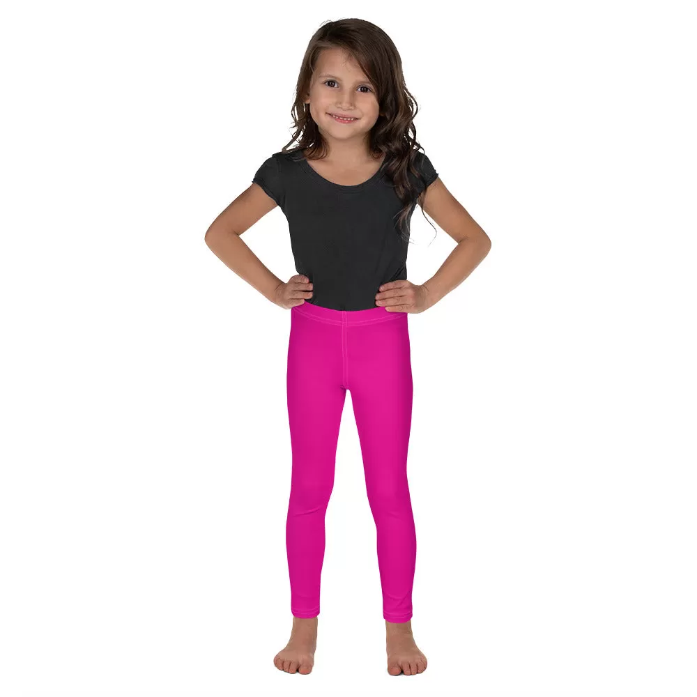 Playtime Perfection: Solid Color Workout Leggings for Girls - Hollywood Cerise