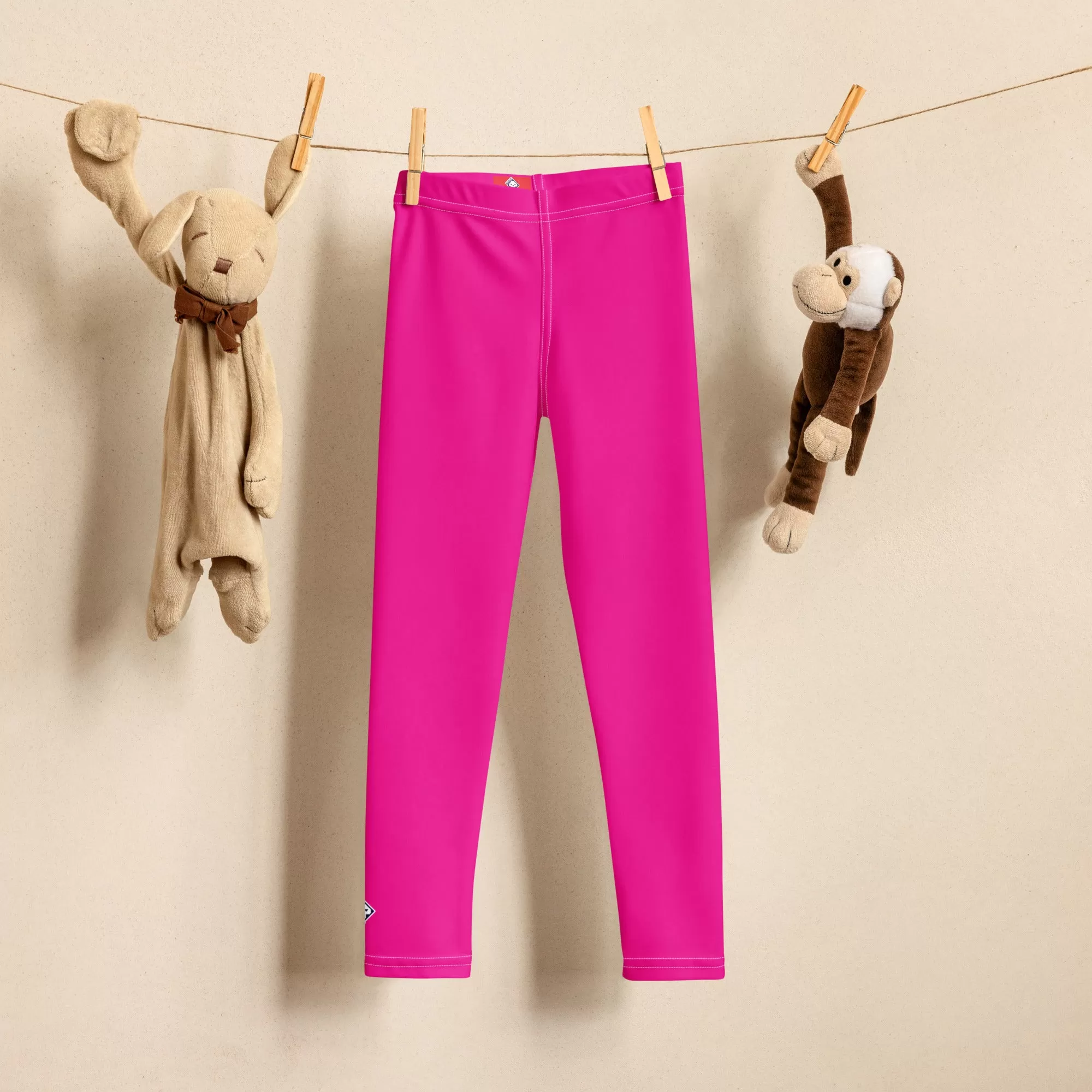 Playtime Perfection: Solid Color Workout Leggings for Girls - Hollywood Cerise