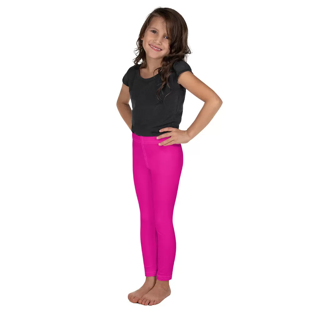 Playtime Perfection: Solid Color Workout Leggings for Girls - Hollywood Cerise