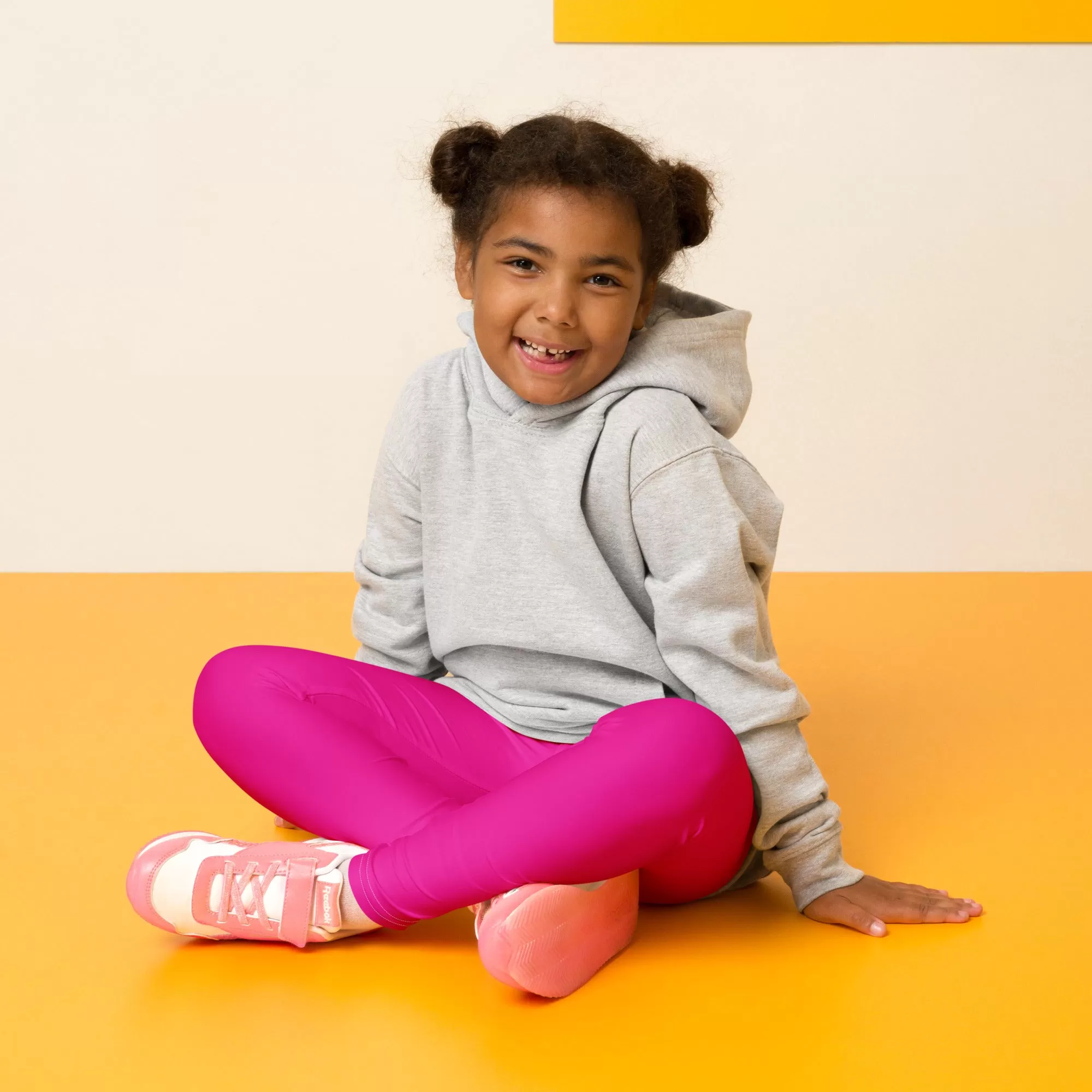 Playtime Perfection: Solid Color Workout Leggings for Girls - Hollywood Cerise