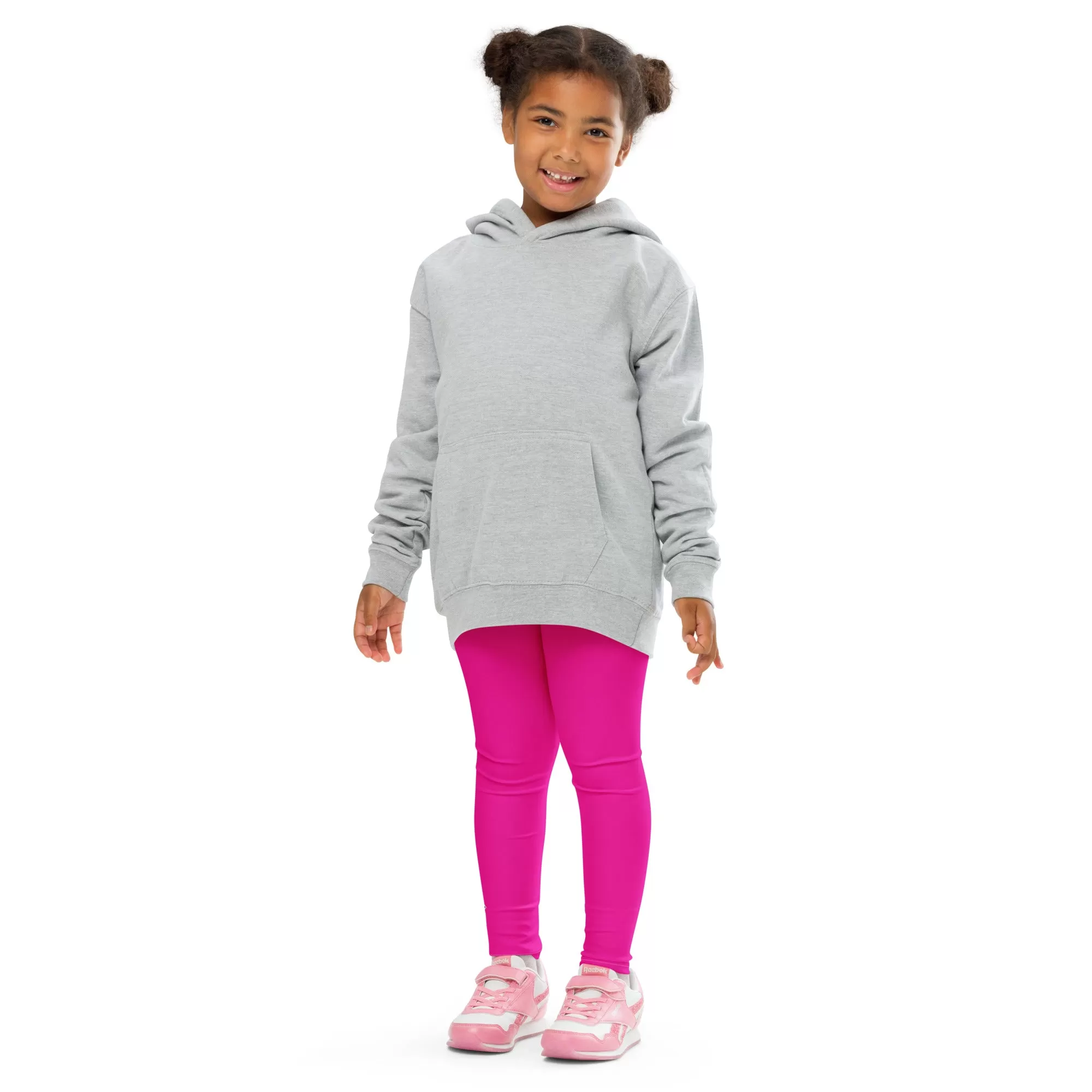 Playtime Perfection: Solid Color Workout Leggings for Girls - Hollywood Cerise