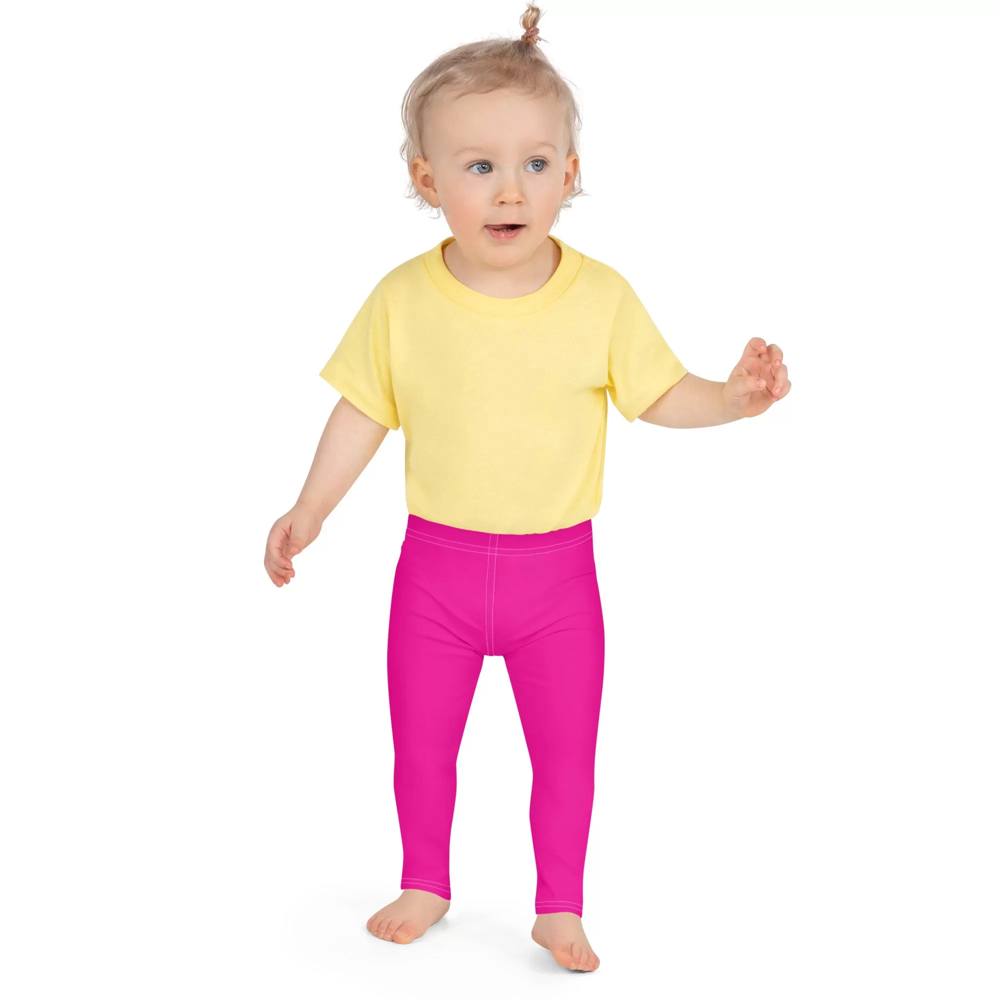 Playtime Perfection: Solid Color Workout Leggings for Girls - Hollywood Cerise