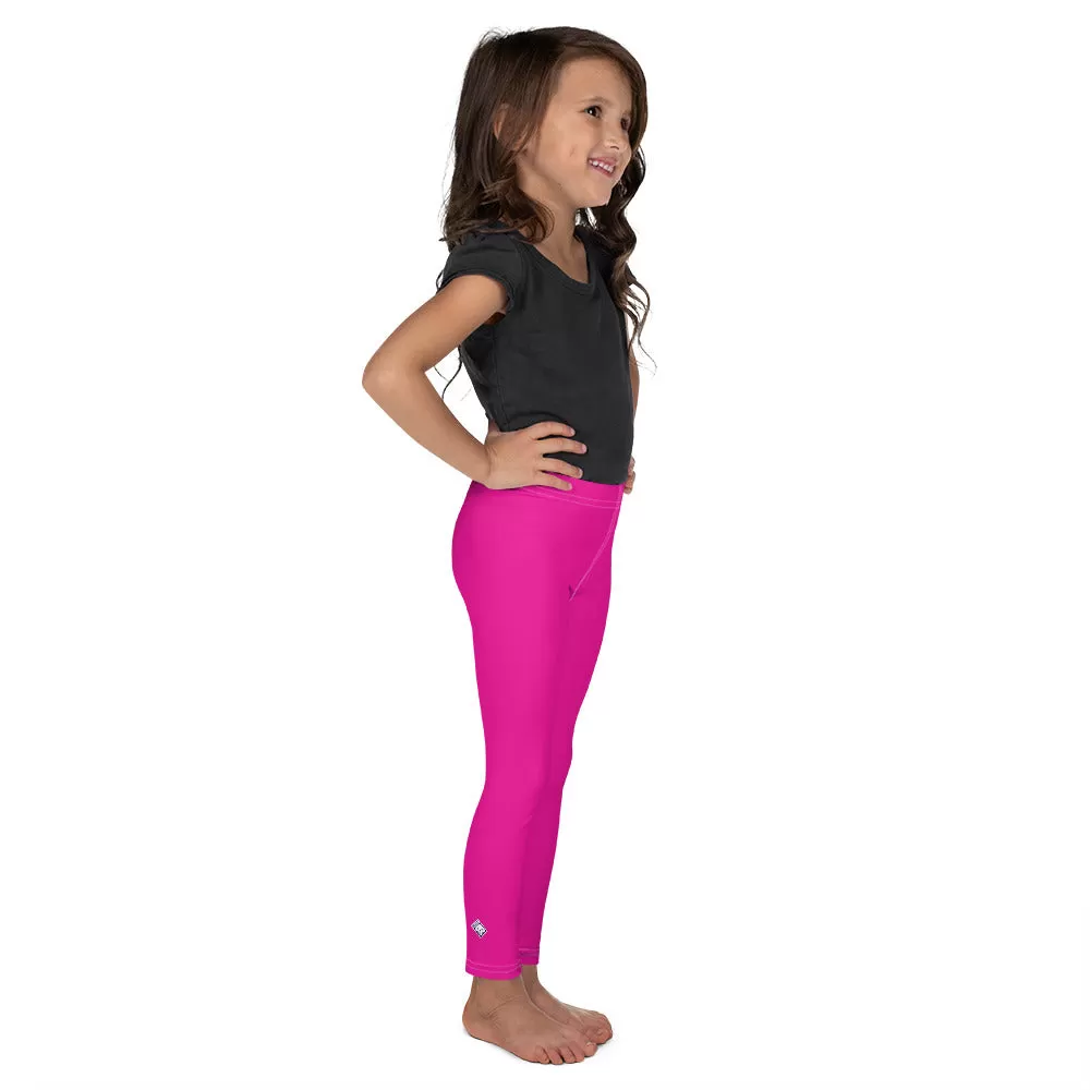 Playtime Perfection: Solid Color Workout Leggings for Girls - Hollywood Cerise