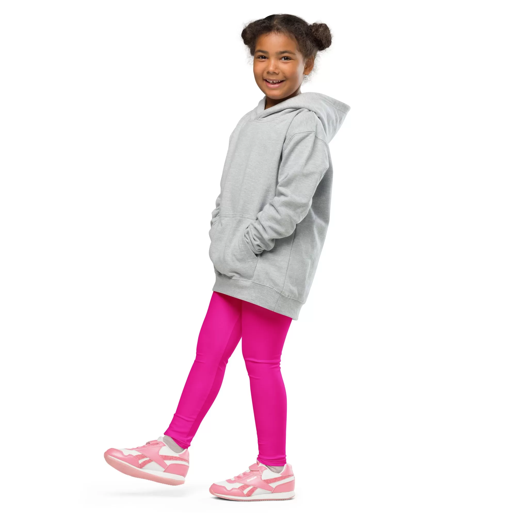 Playtime Perfection: Solid Color Workout Leggings for Girls - Hollywood Cerise