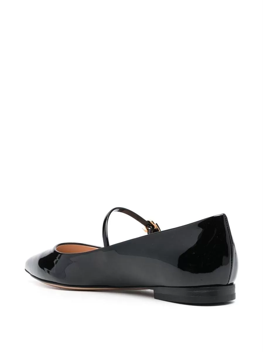 POINTED-TOE BUCKLE-STRAP BALLERINA SHOES