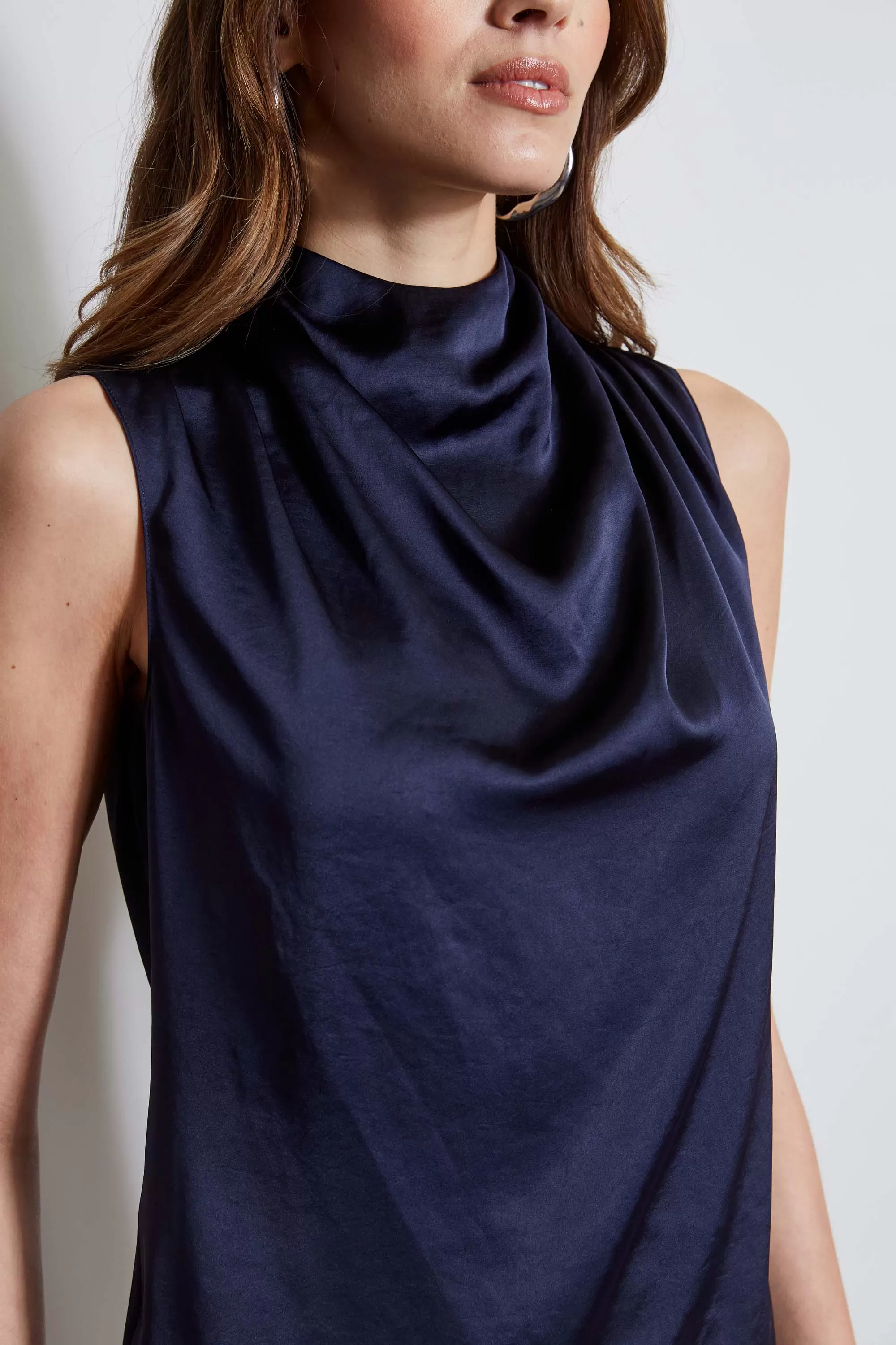 Satin Draped Neck Top