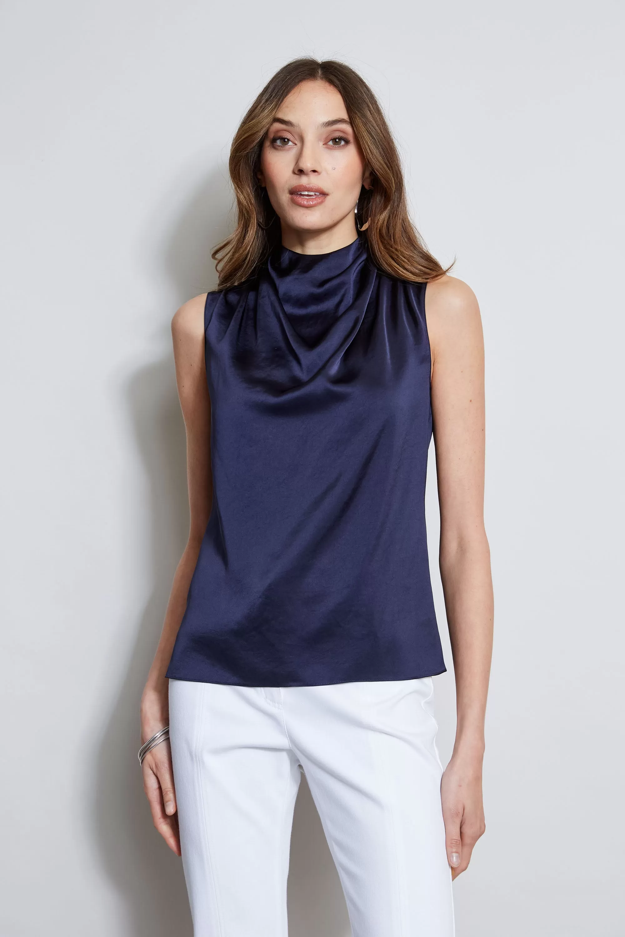 Satin Draped Neck Top