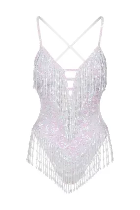 Shimmy Shimmy Iridescent Pearl Sequin Bodysuit