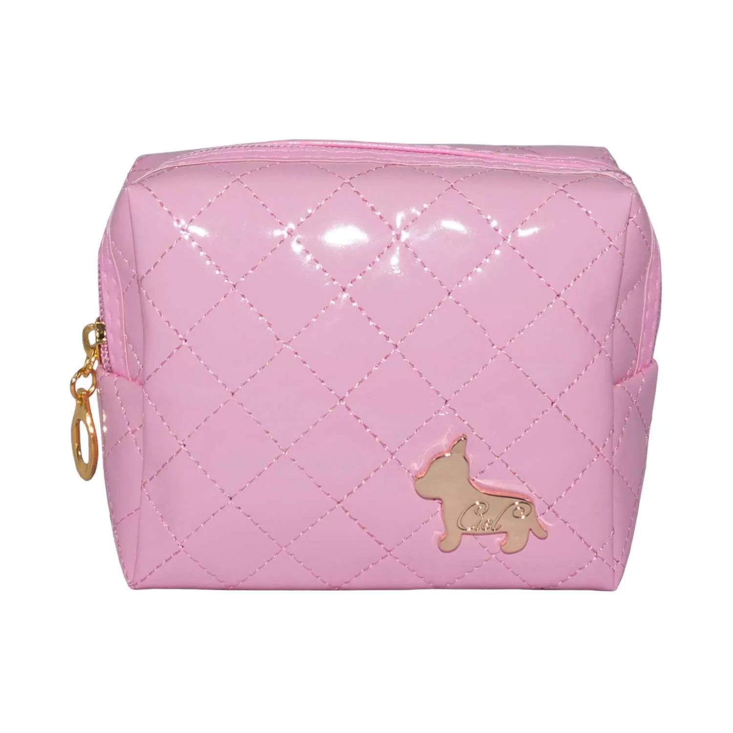 Shiny Rectangular Shape Cosmetic Pouch Bag - Light Pink