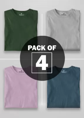 Solid Half Sleeve T-Shirt Women Combo - Pack of 4