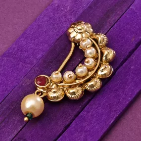 Sukkhi Amazing Golden Gold Plated Pearl Nath for Women