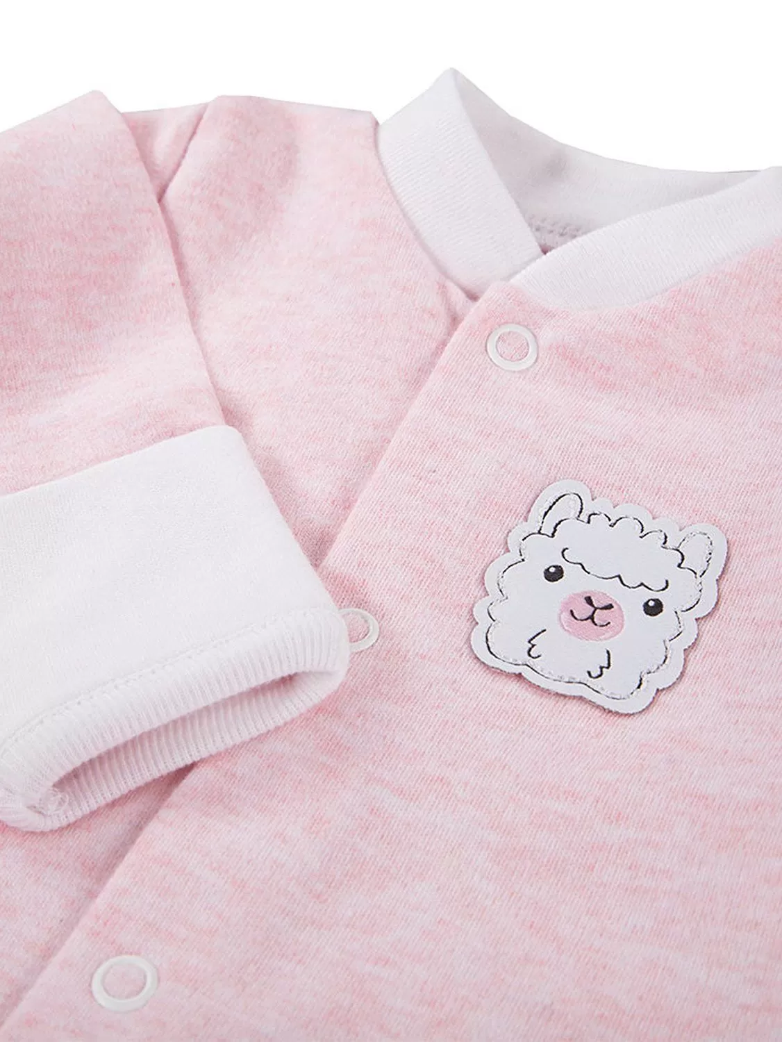 Tiny Baby Footed Sleepsuit, Cute Alpaca Design - Pink