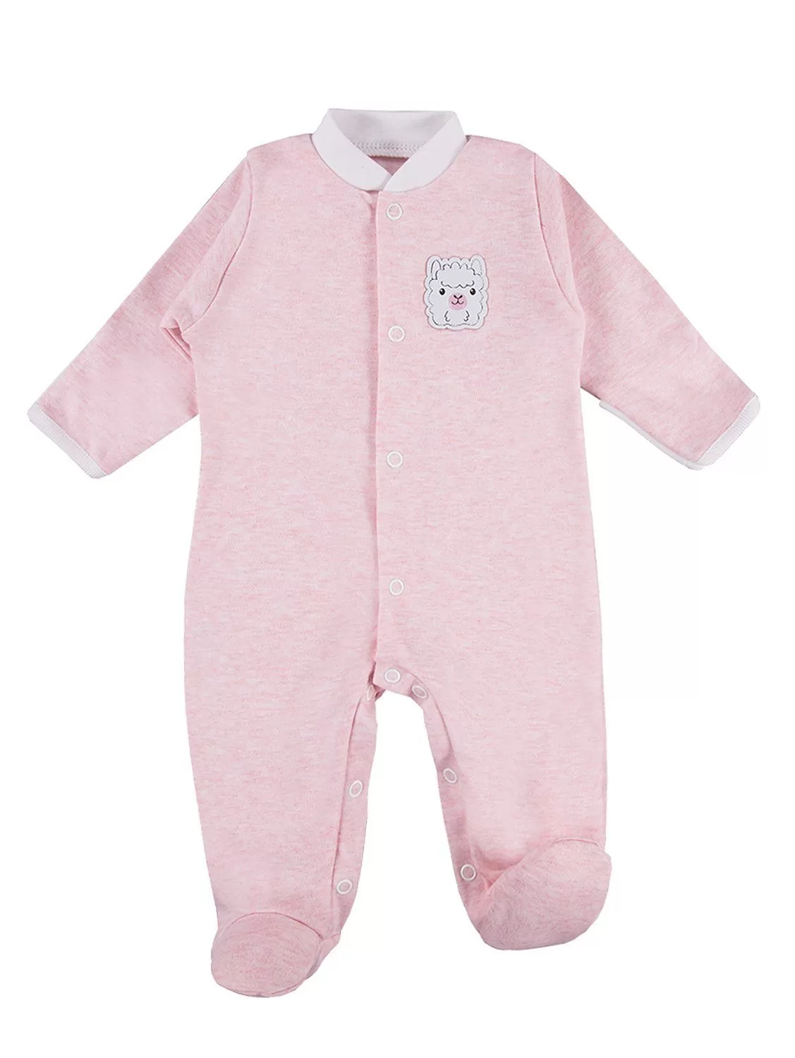 Tiny Baby Footed Sleepsuit, Cute Alpaca Design - Pink