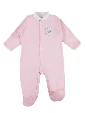 Tiny Baby Footed Sleepsuit, Cute Alpaca Design - Pink