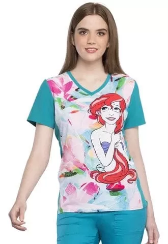 Tooniforms Disney V-Neck Top Ariel Splash Small TF627PRSH