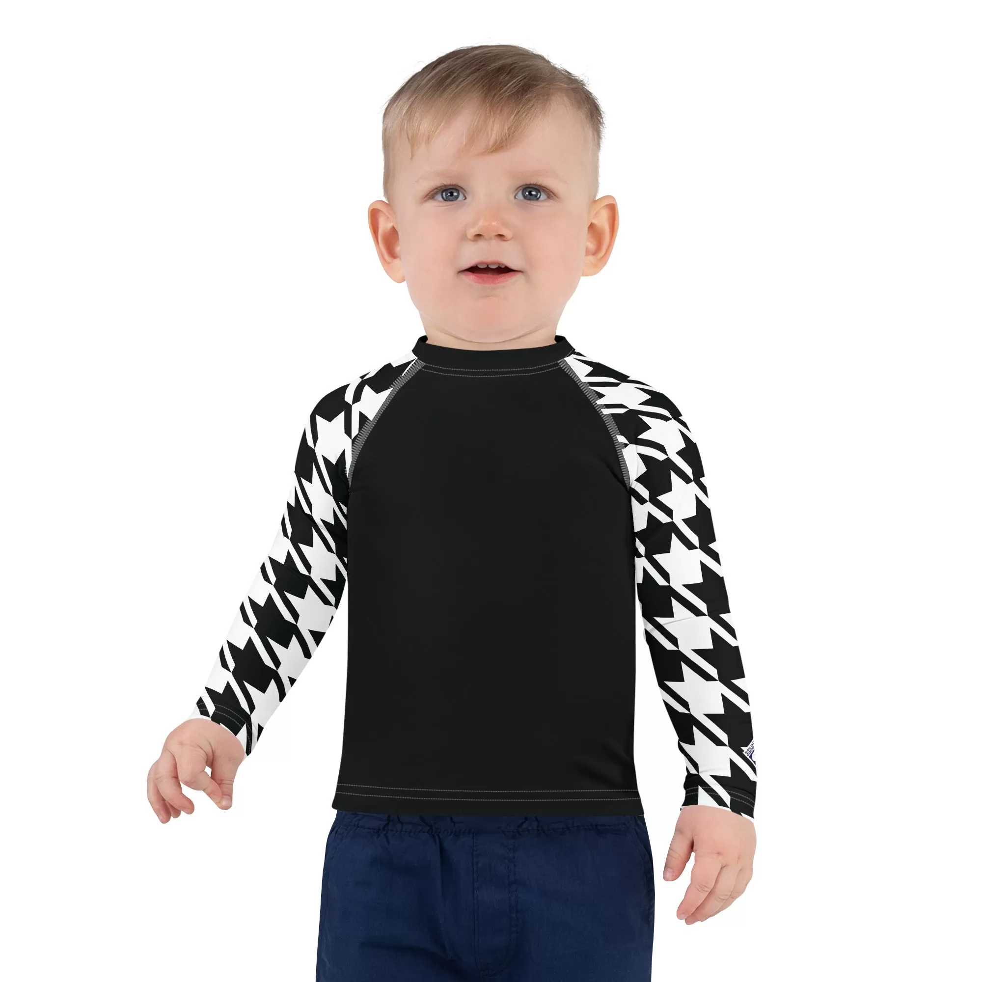 Unleash Your Potential: Boy's Houndstooth BJJ Rash Guard - Long Sleeve