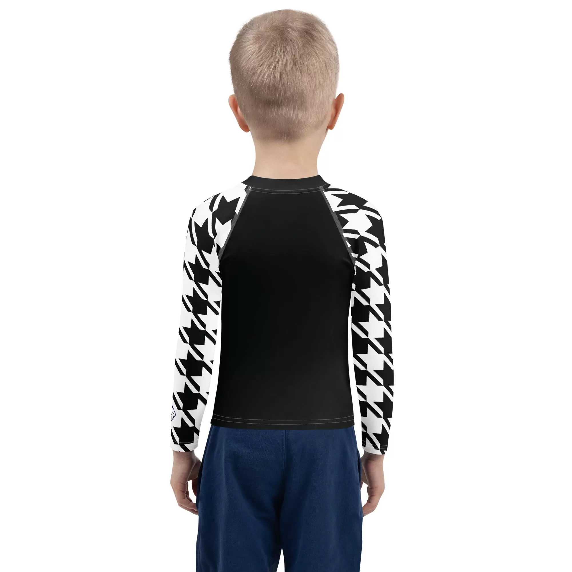 Unleash Your Potential: Boy's Houndstooth BJJ Rash Guard - Long Sleeve